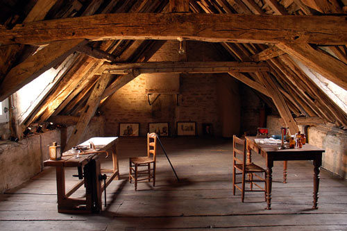 One of the attic rooms where Niépce also did some of his shooting and chemical work. Photo by Francis Demange/Gamma, courtesy of Pierre-Yves Mahé/Spéos.